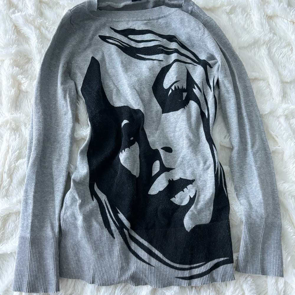 Twik Gray and Black Artistic Crewneck Sweater